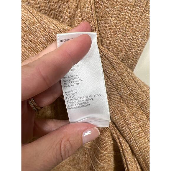 Free People Mod Faux Wrap Rib Knit Sweater Mini Skirt Sand Brown L - Picture 8 of 9